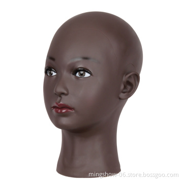 Black woman training mannequin head with neck  for glasses afro head mannequin realistic